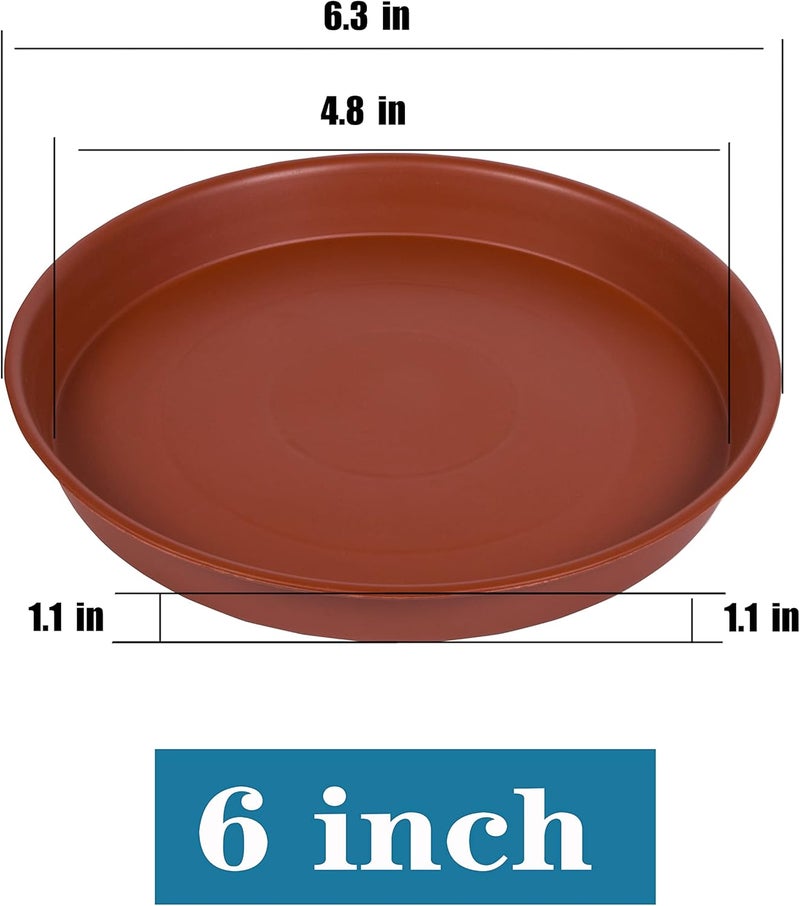 Bleuhome 6 Pack of 6 inch Plant Saucer, 4 6 8 10 12 14 16 inch Plant Saucers, Heavy Duty Plastic Plant Water Tray, Planter Drip Trays for Pot, Flower Saucers for Indoors (6 inch, Terracotta) - Image 2